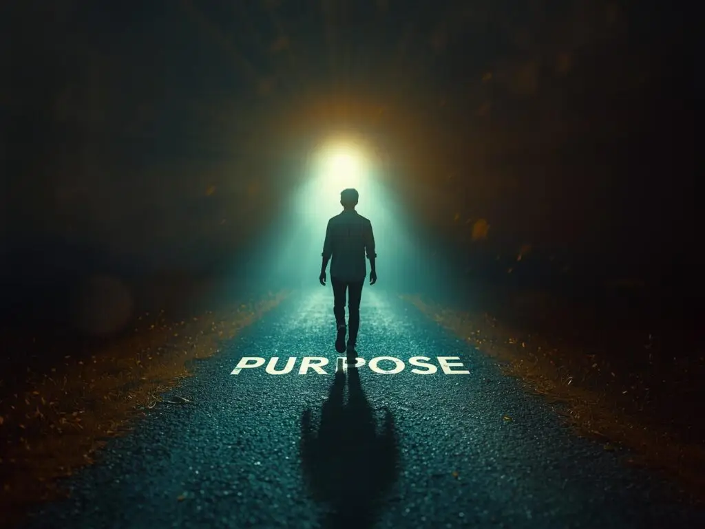 Walking toward a clear path representing alignment with purpose